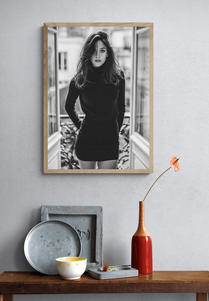 Monochrome Fashion Portrait Poster. — room view 3