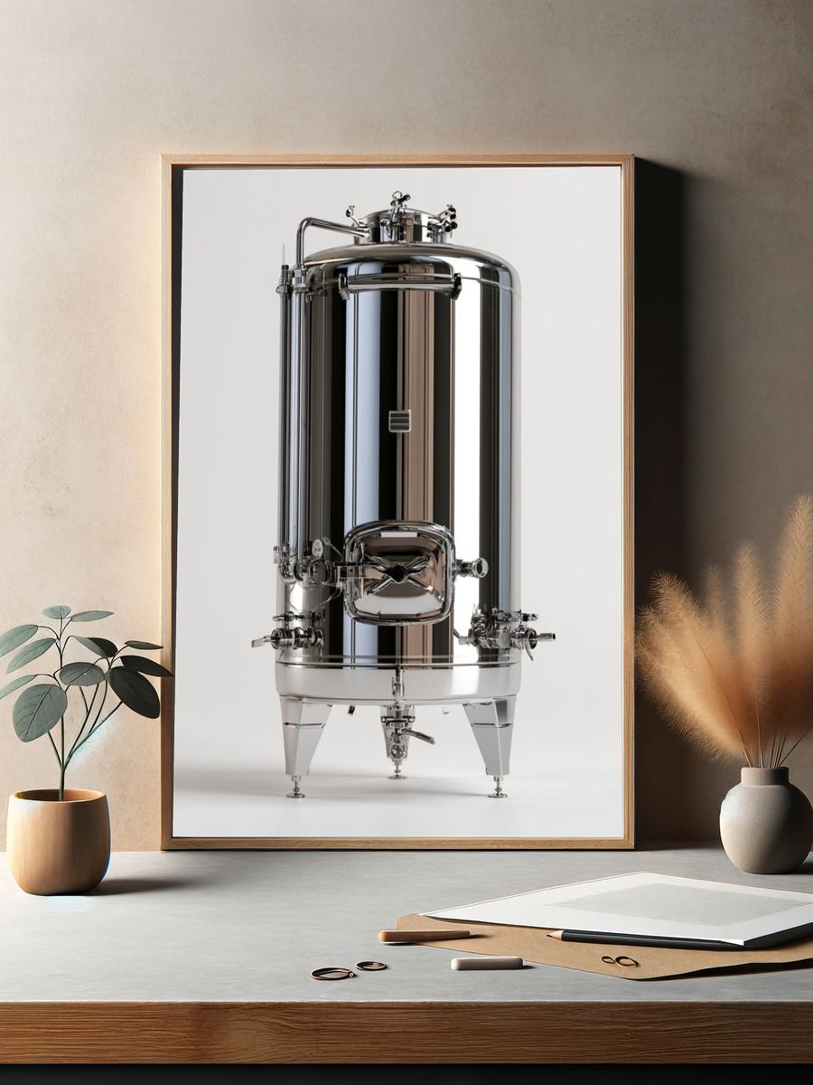 Stainless Steel Tank Photography Poster. — room view 2