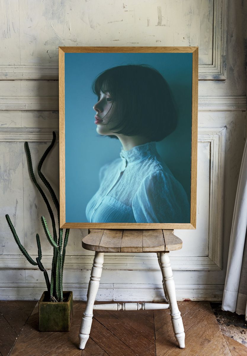 Blue Portrait Photography Poster. — room view 1