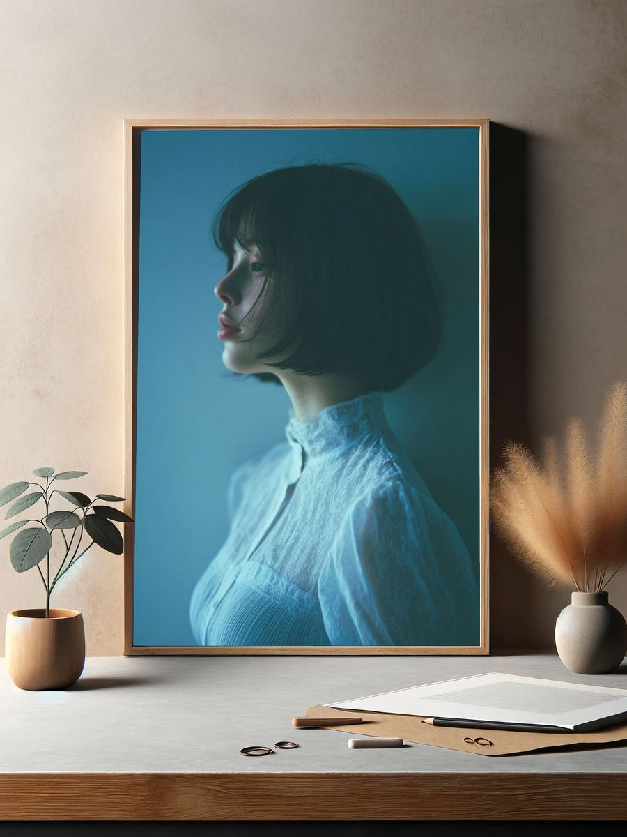 Blue Portrait Photography Poster. — room view 2