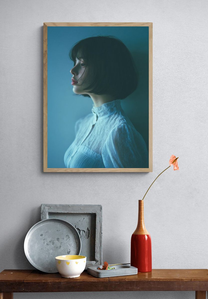 Blue Portrait Photography Poster. — room view 3