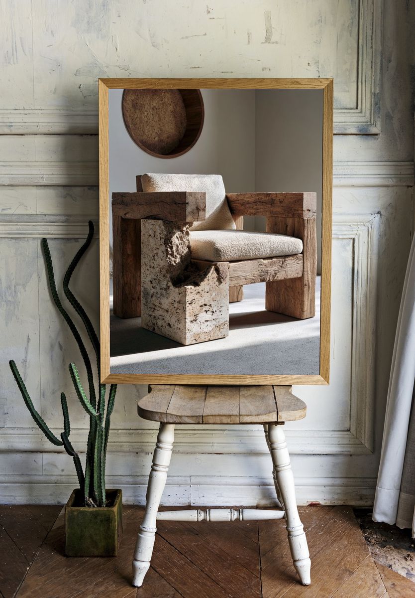 Rustic Sculptural Chair Photography Print. — room view 1