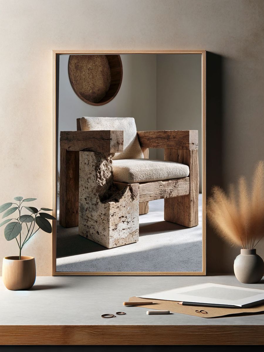 Rustic Sculptural Chair Photography Print. — room view 2