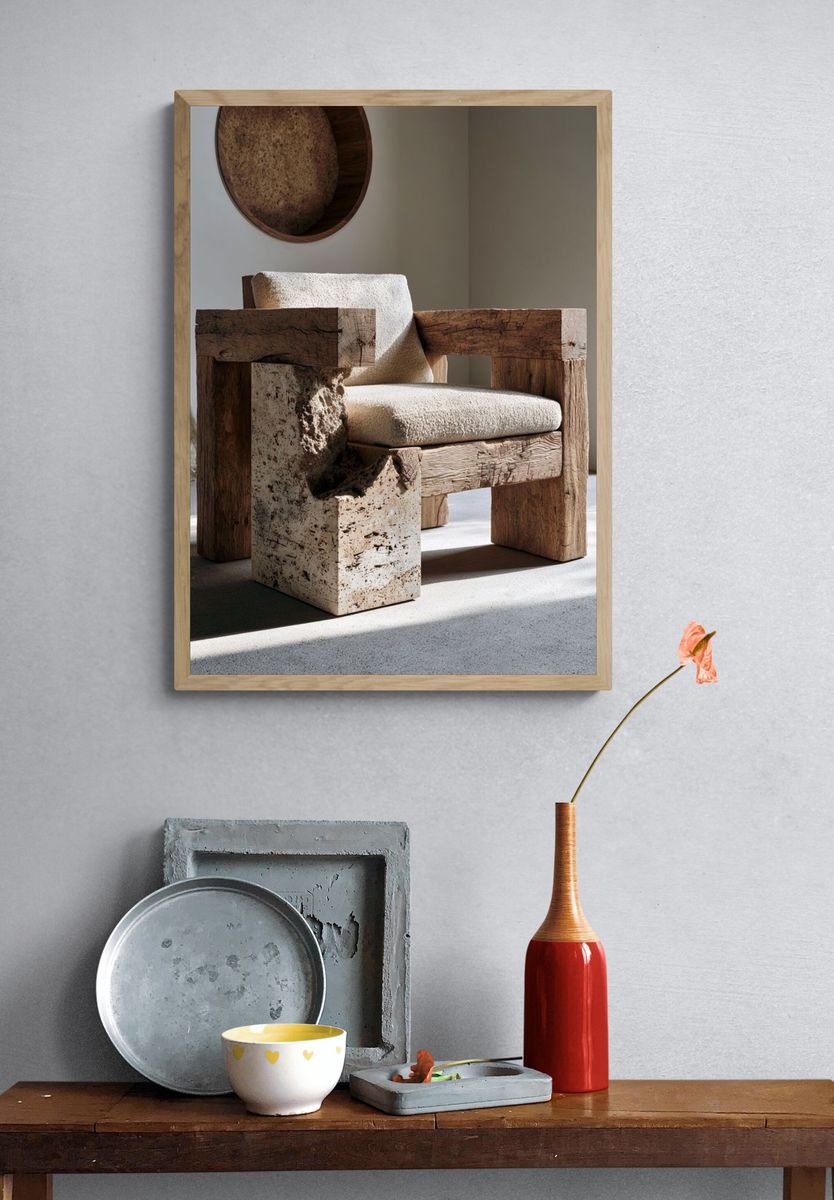 Rustic Sculptural Chair Photography Print. — room view 3