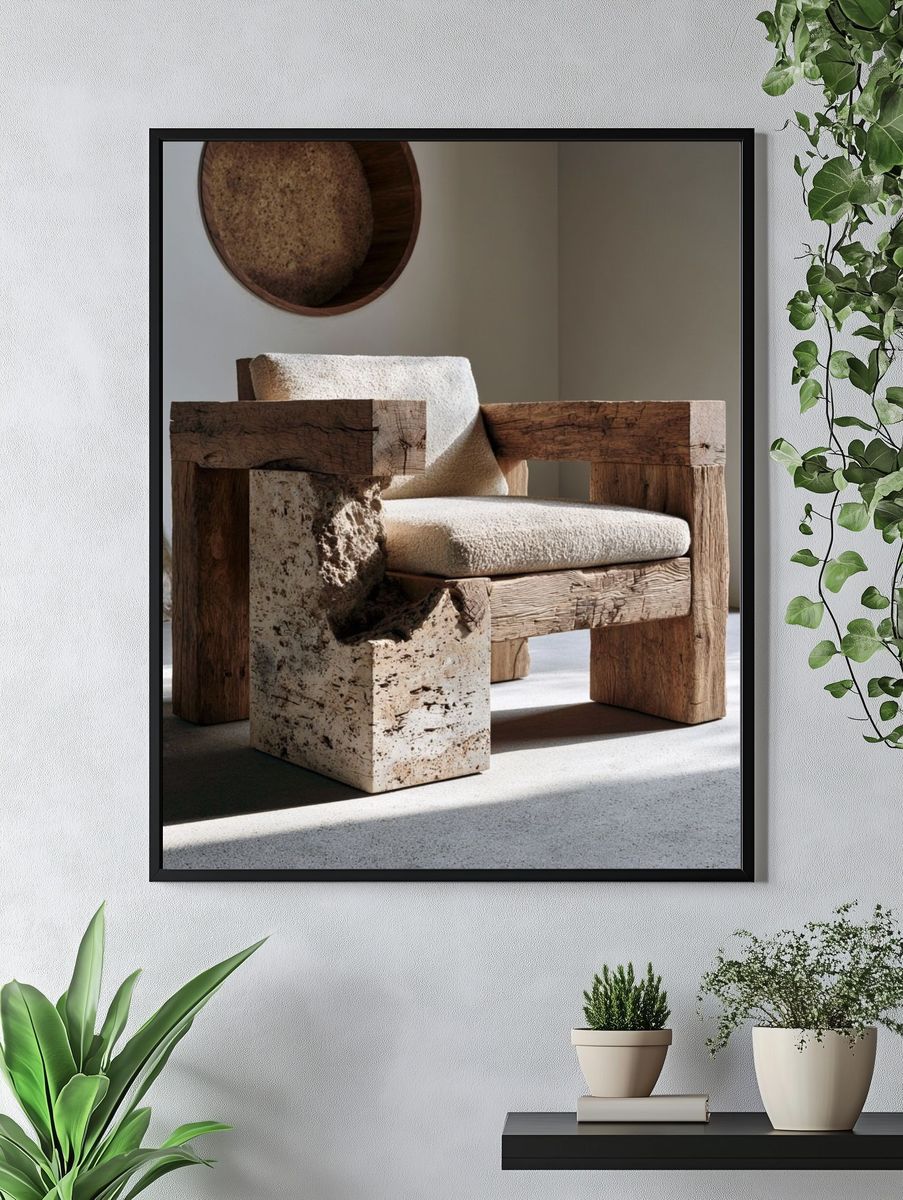Rustic Sculptural Chair Photography Print. — room view 4