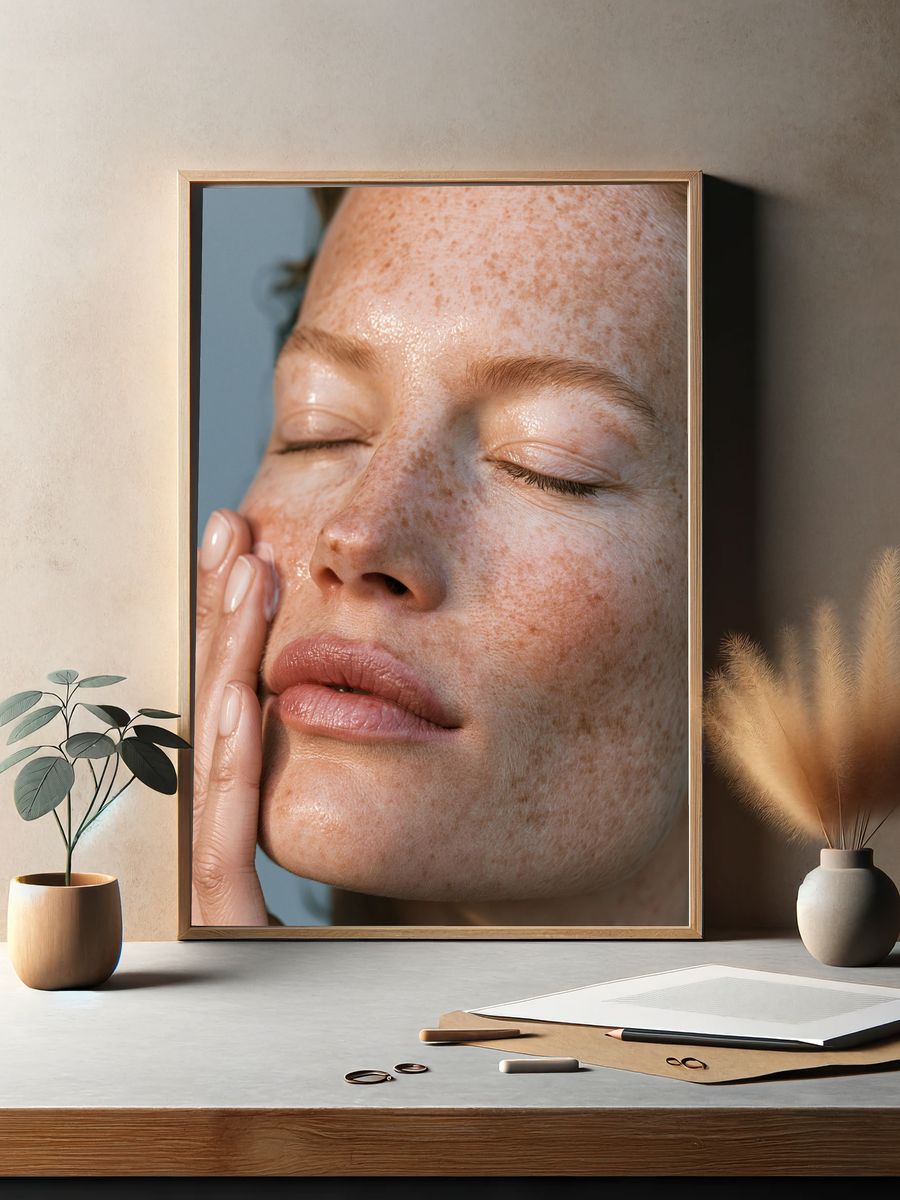 Freckled Face Portrait Print. — room view 2