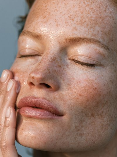 Freckled Face Portrait Print. poster