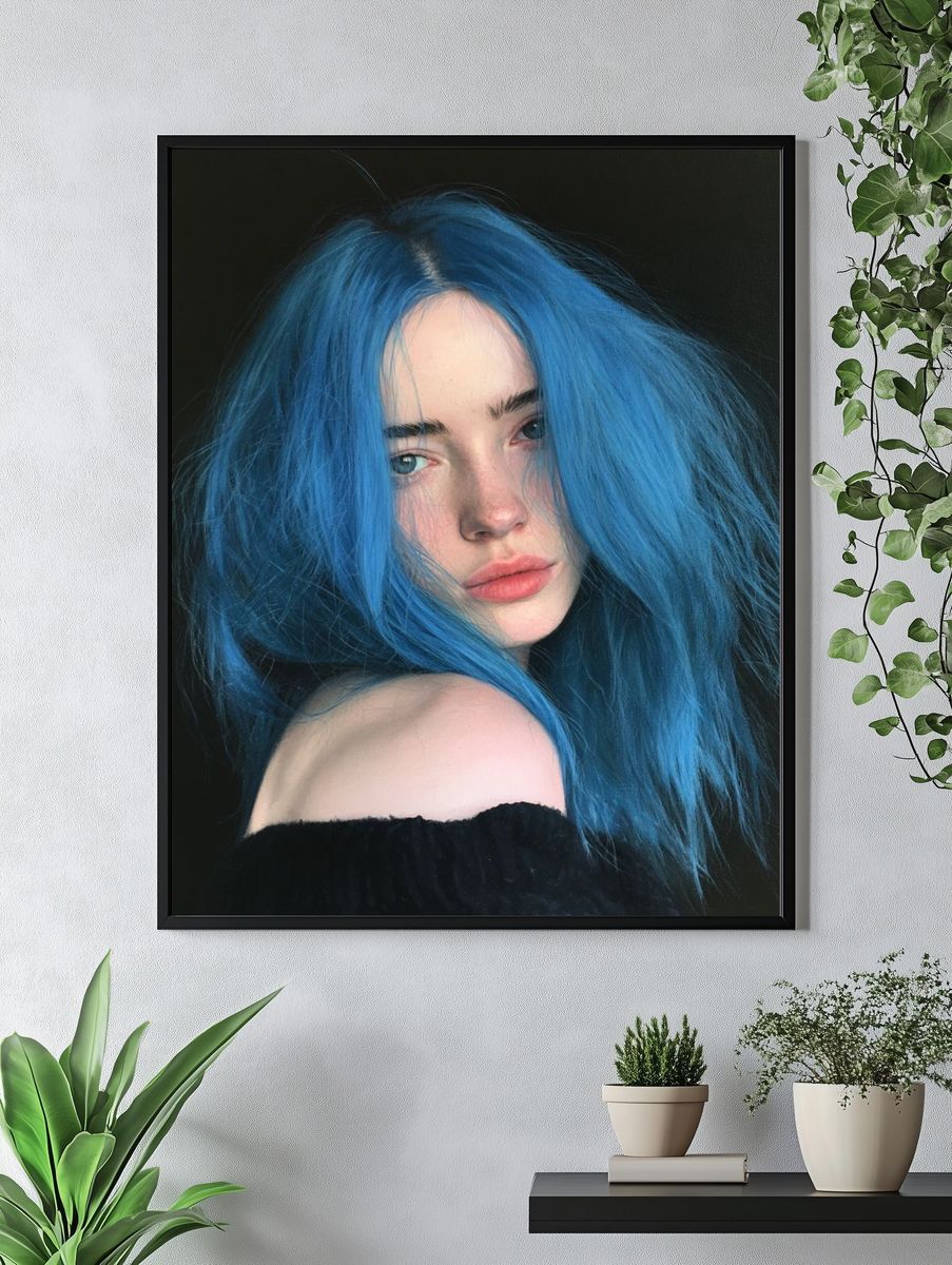 Blue-Haired Portrait Photography Poster. — room view 4