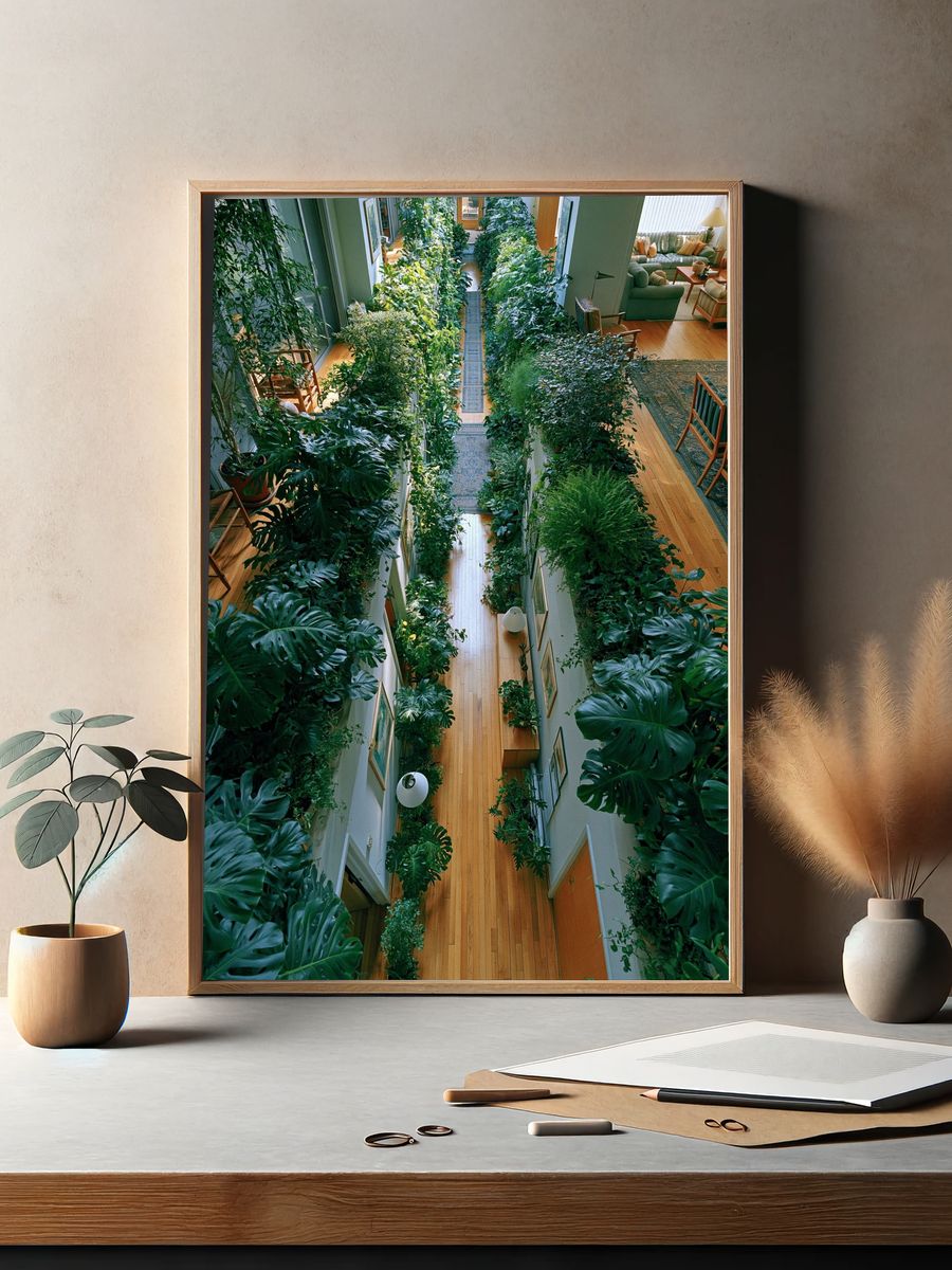 Indoor Jungle Hallway Photography Poster. — room view 2