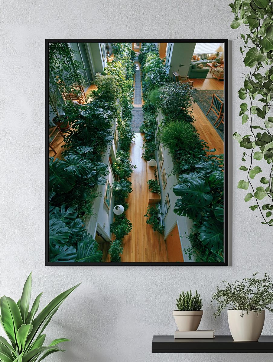 Indoor Jungle Hallway Photography Poster. — room view 4