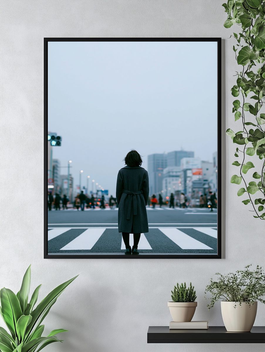 Lonely Crosswalk Cityscape Photography Poster. — room view 4