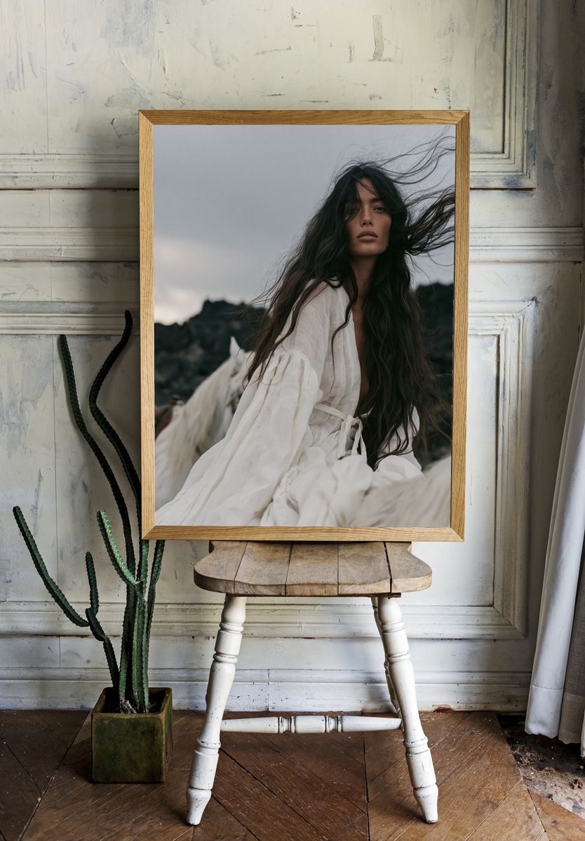 Windblown Portrait Photography Poster. room preview