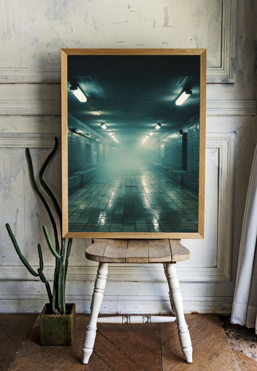 Foggy Subway Tunnel Photography Poster. room preview