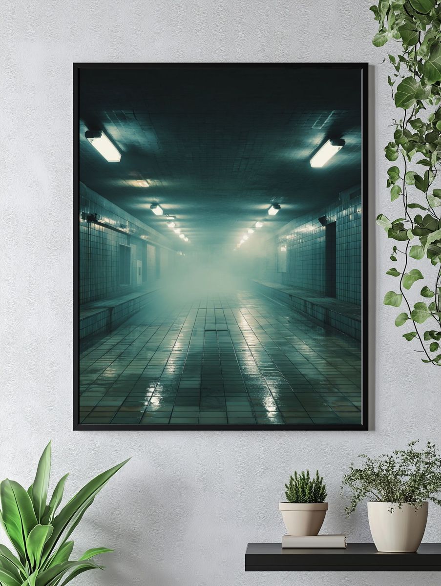 Foggy Subway Tunnel Photography Poster. — room view 4