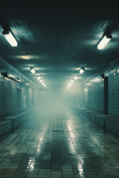 Foggy Subway Tunnel Photography Poster.