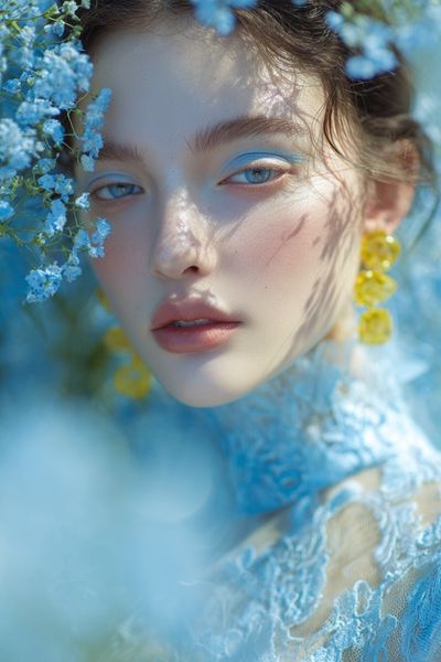 Blue Floral Portrait Photography Poster.
