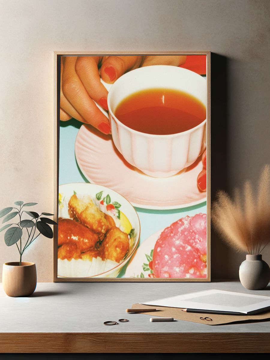 Tea and Pastries Vintage Photography Poster. — room view 2