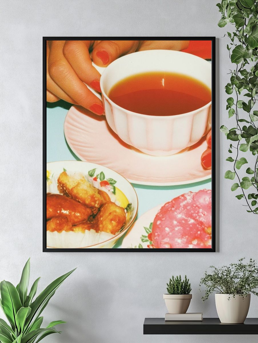 Tea and Pastries Vintage Photography Poster. — room view 4