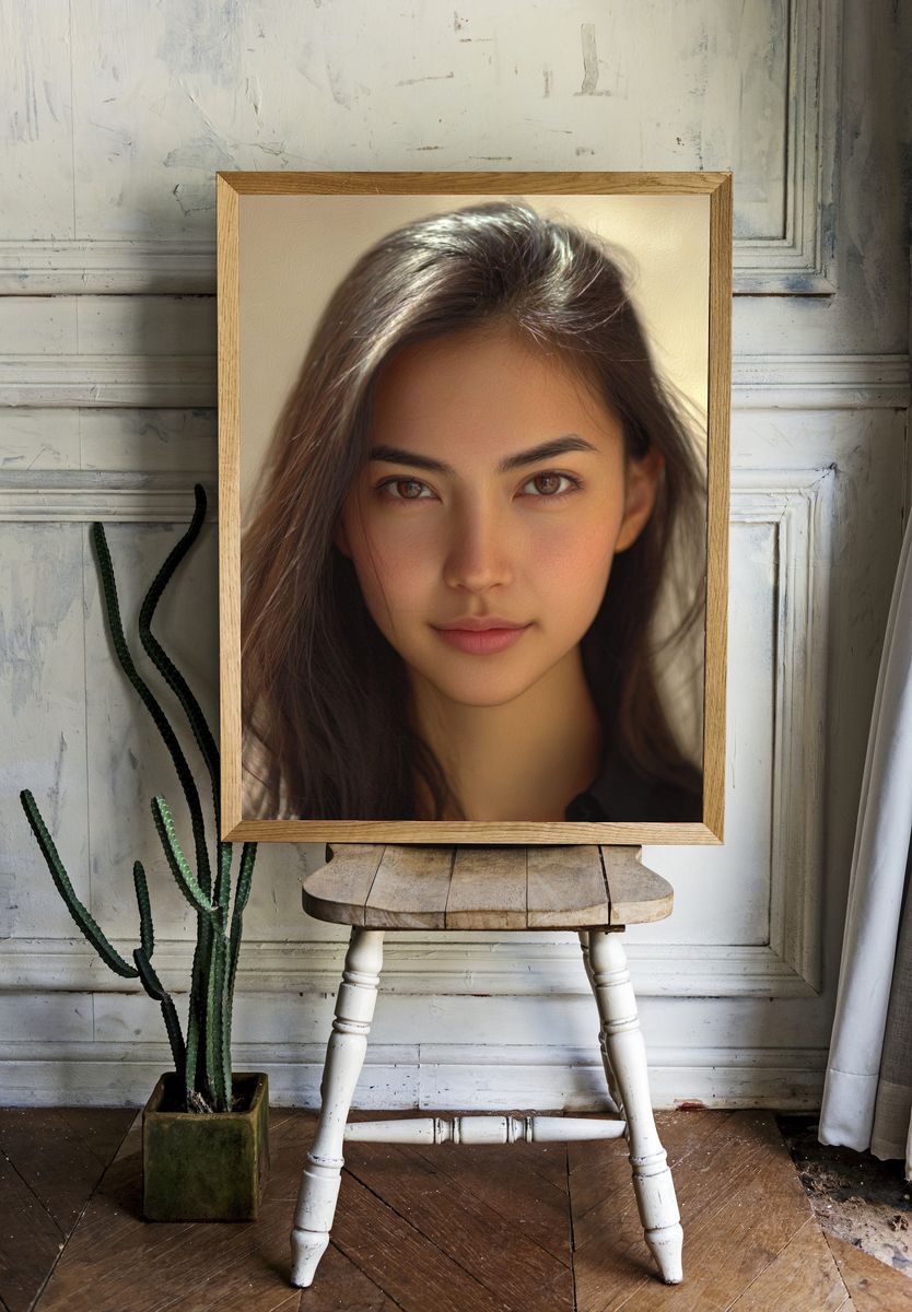 Serene Woman Portrait Print. room preview