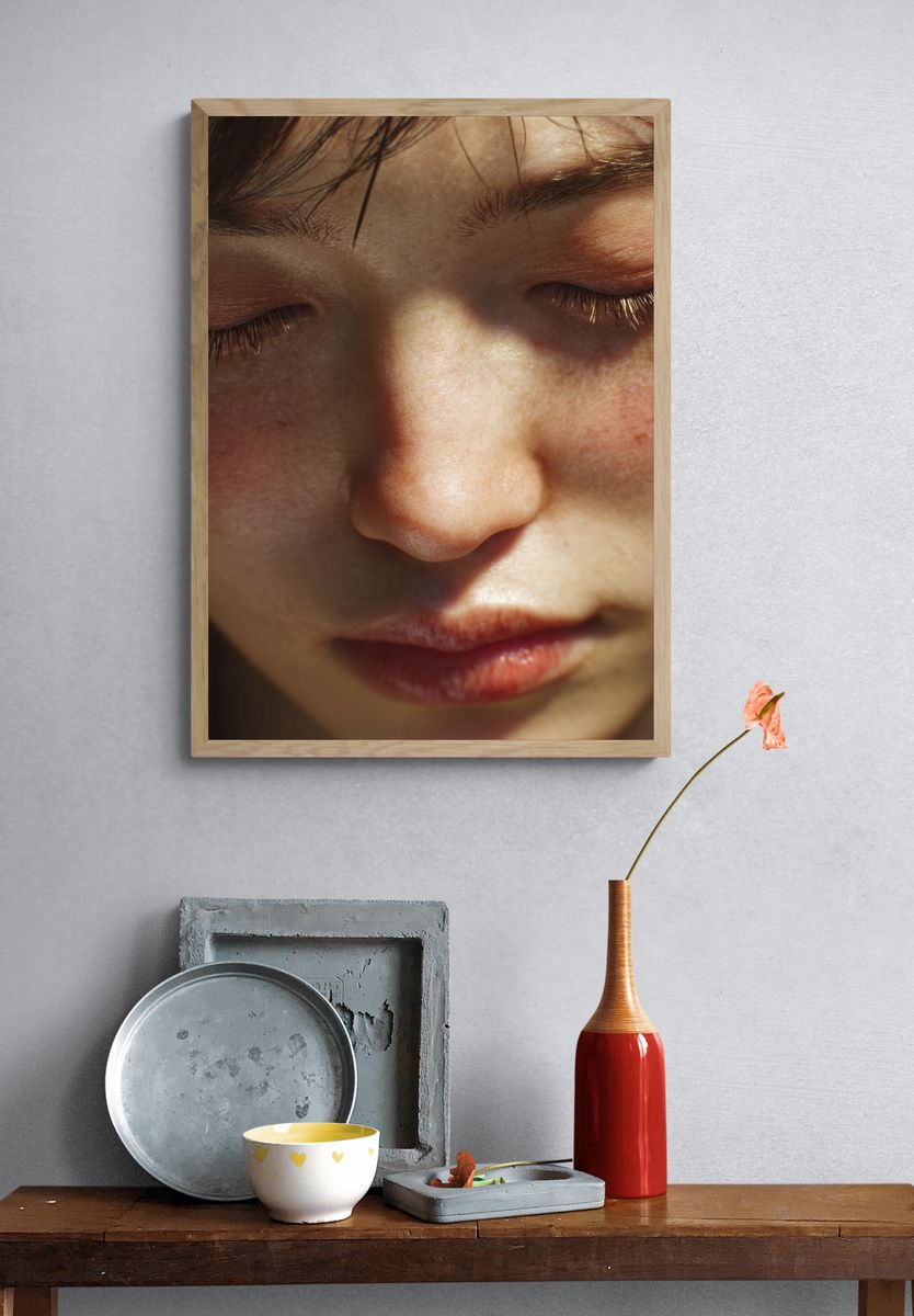 Serene Portrait Close-Up Poster. — room view 3