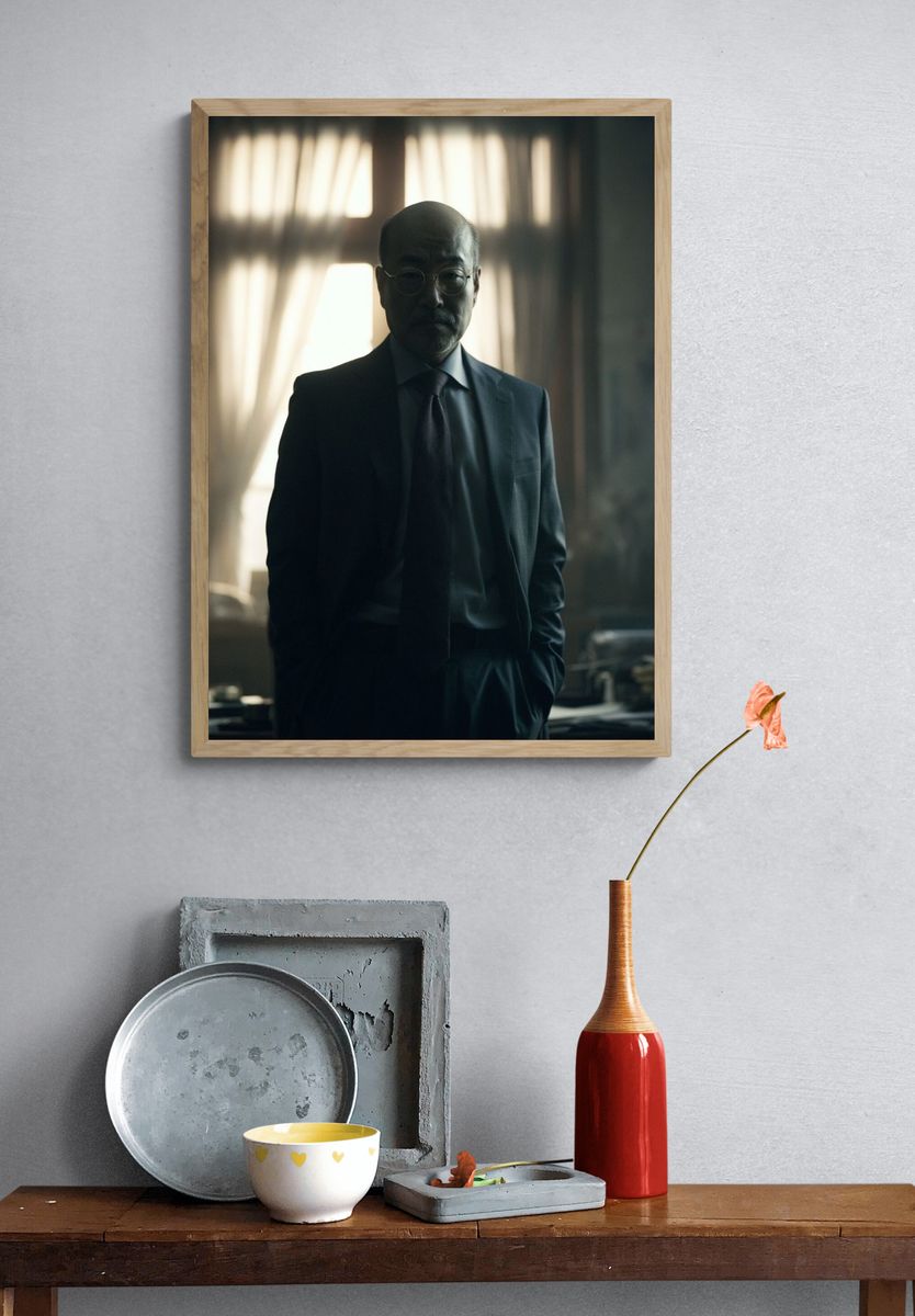 Moody Portrait of a Suited Man Poster. — room view 3