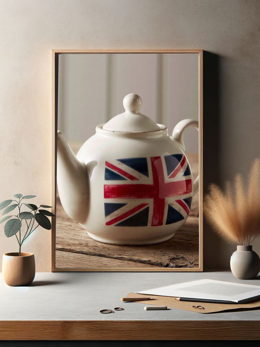Union Jack Teapot Photography Poster. — room view 2