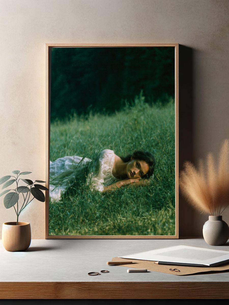 Woman in Meadow Photography Poster. — room view 2