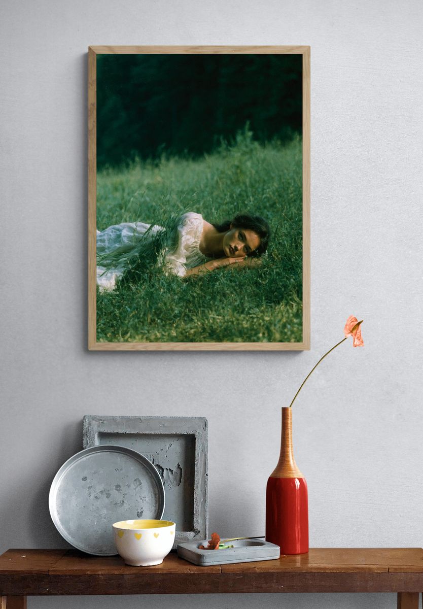 Woman in Meadow Photography Poster. — room view 3