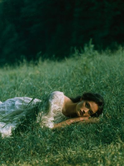 Woman in Meadow Photography Poster.