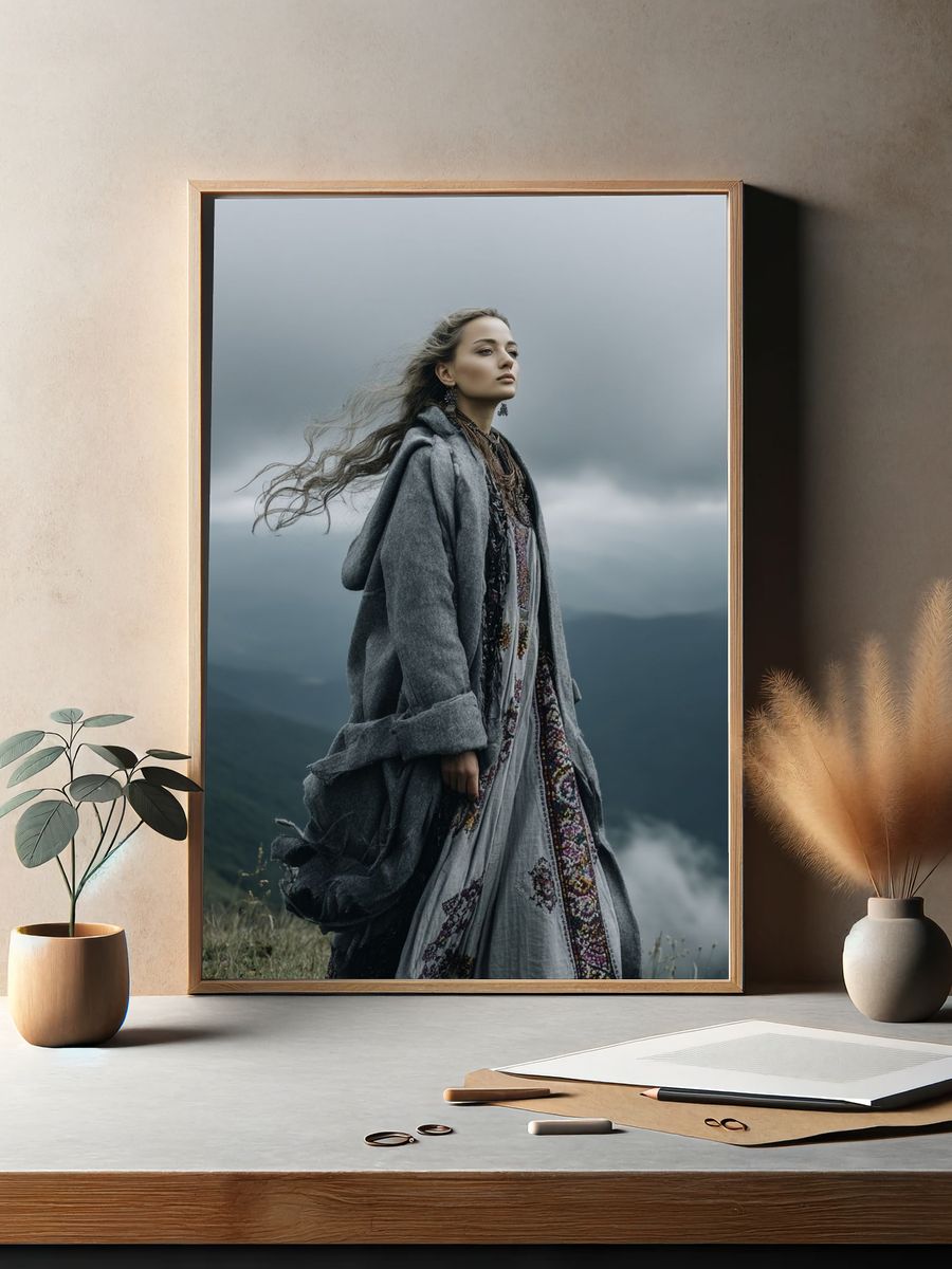 Windy Mountain Portrait Photography Poster. — room view 2