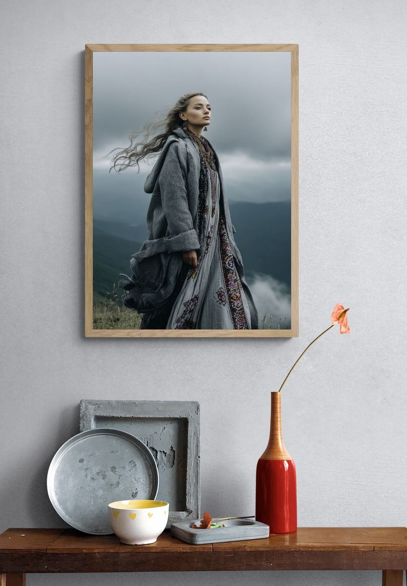 Windy Mountain Portrait Photography Poster. — room view 3