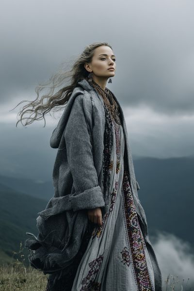 Windy Mountain Portrait Photography Poster.