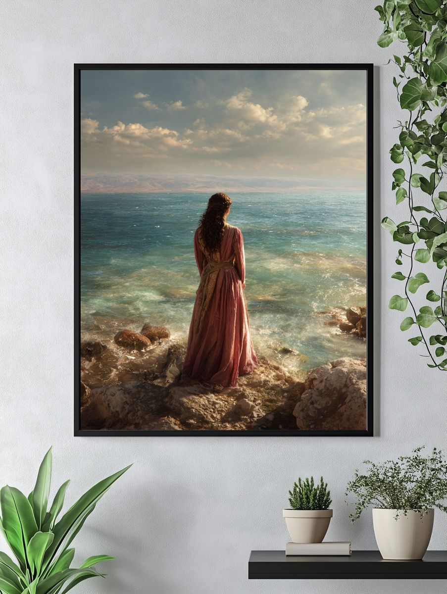 Seaside Woman in Pink Dress Poster. — room view 4