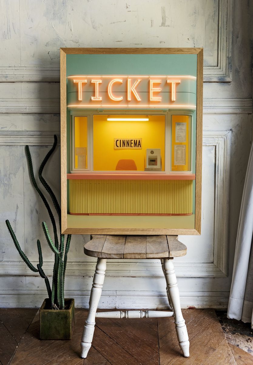 Neon Ticket Booth Photography Poster. room preview