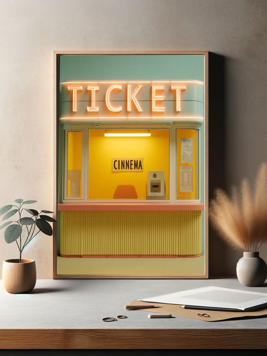 Neon Ticket Booth Photography Poster. — room view 2