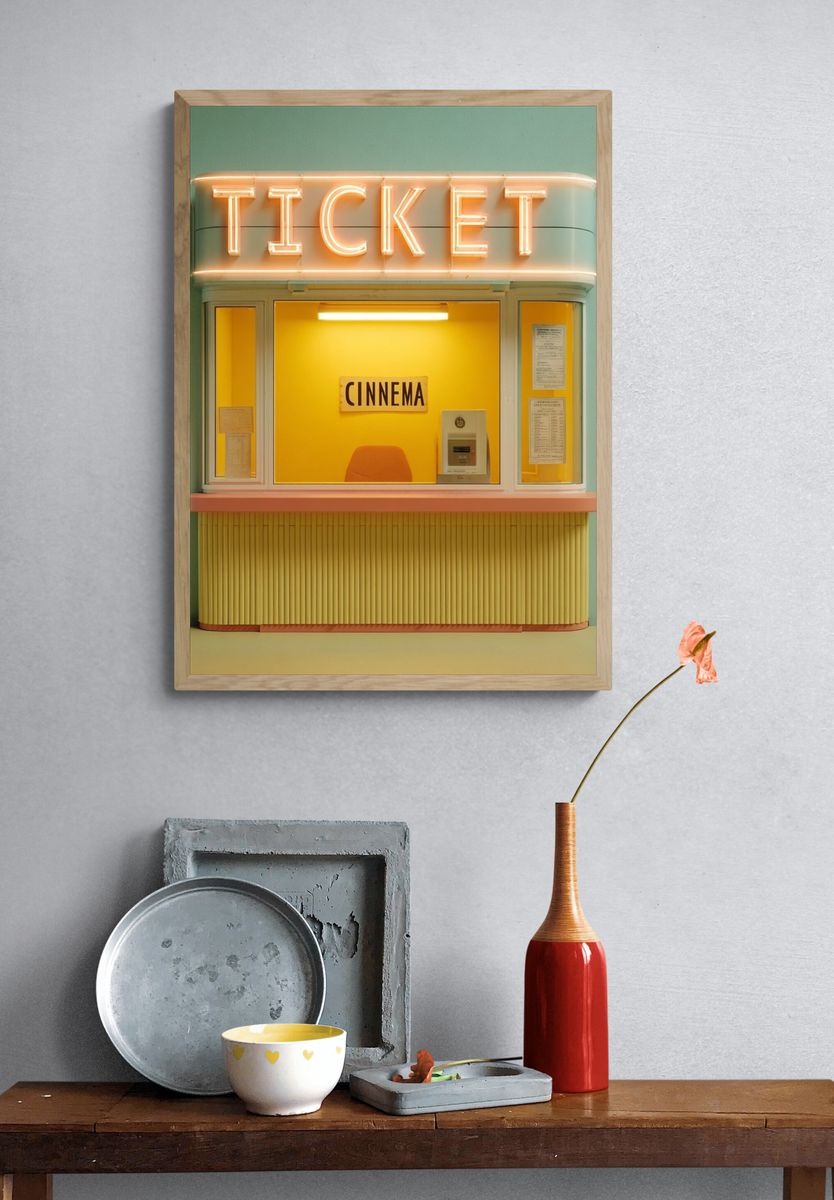 Neon Ticket Booth Photography Poster. — room view 3