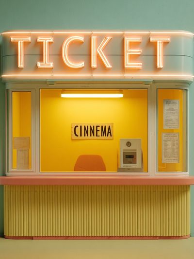 Neon Ticket Booth Photography Poster.