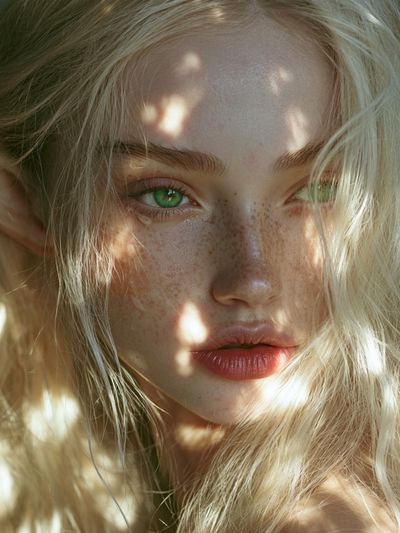 Freckled Blonde Portrait Photography Poster.