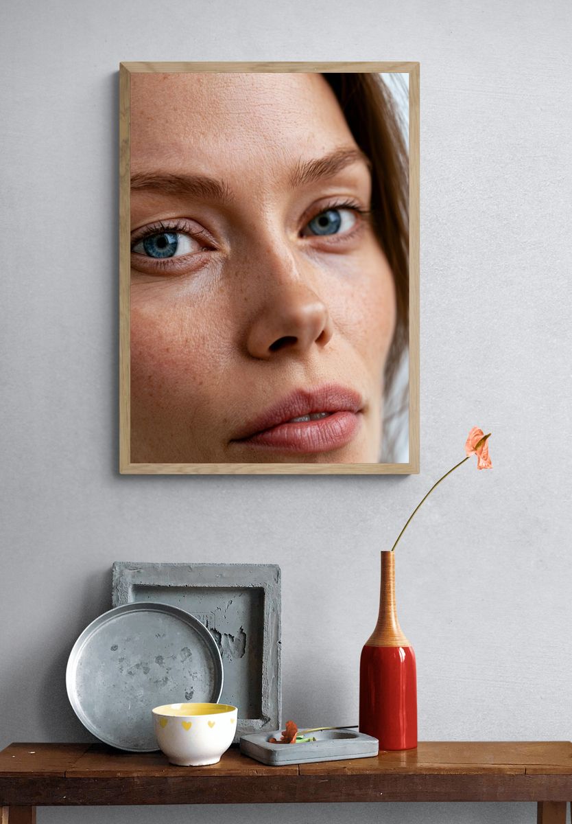 Blue-Eyed Portrait Photography Poster. — room view 3