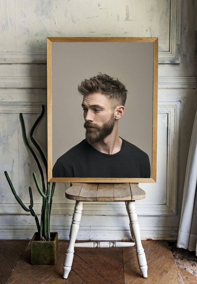 Bearded Man Portrait Photography Poster. room preview