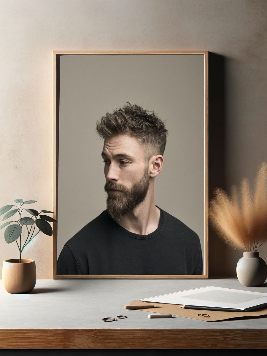 Bearded Man Portrait Photography Poster. — room view 2