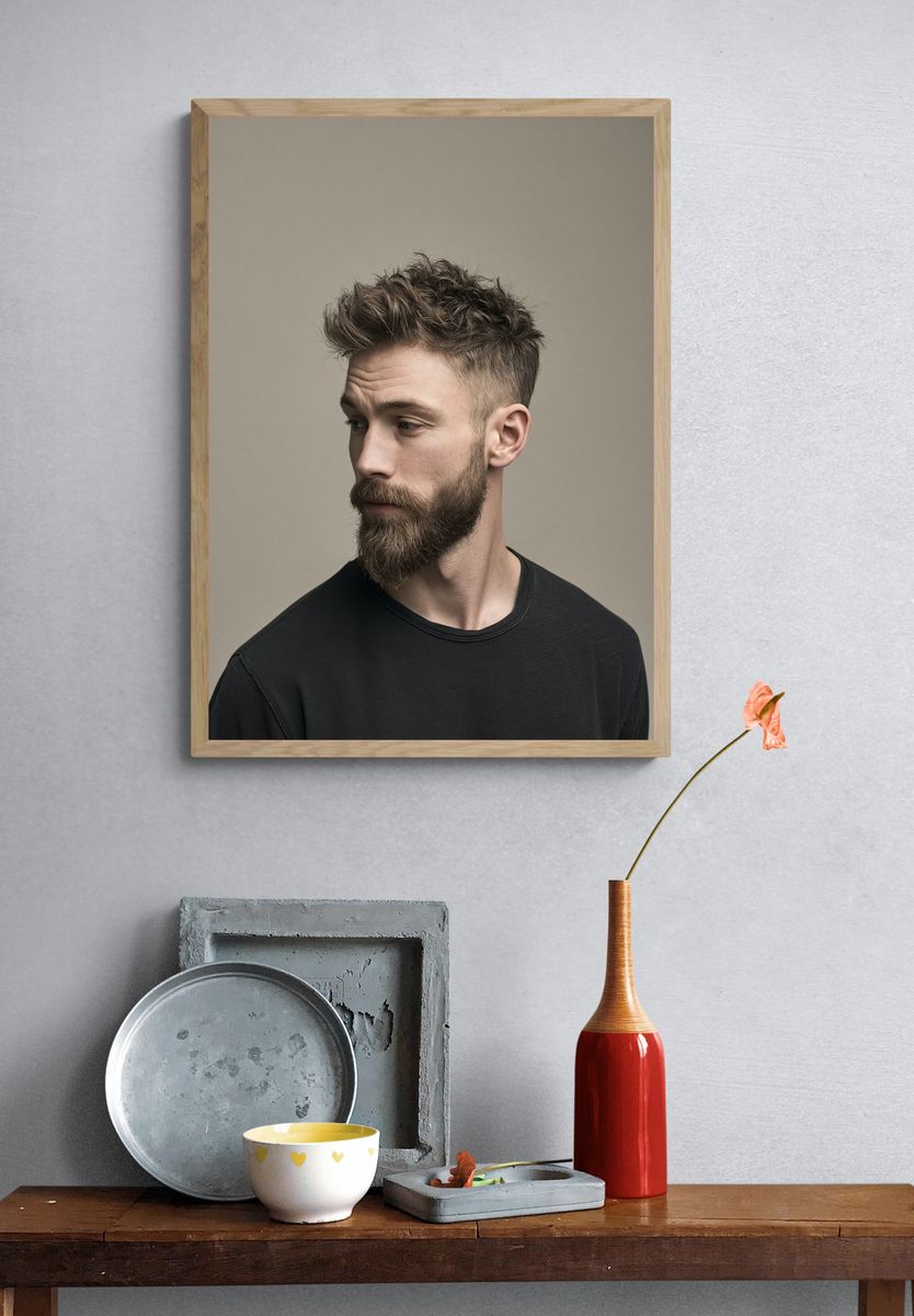 Bearded Man Portrait Photography Poster. — room view 3