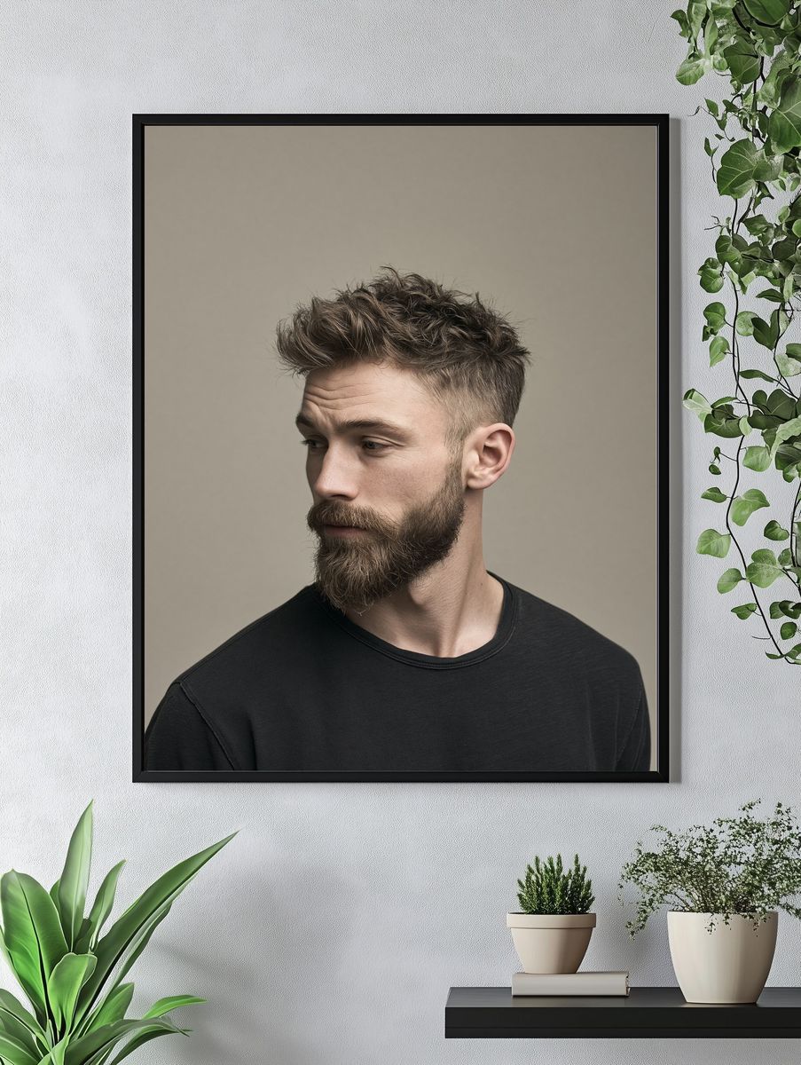 Bearded Man Portrait Photography Poster. — room view 4