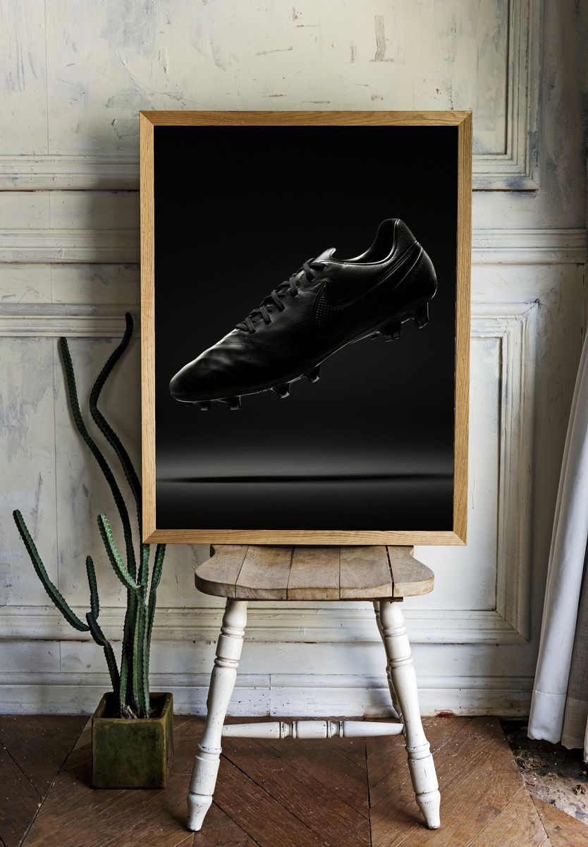Black Football Boot Photography Poster. room preview
