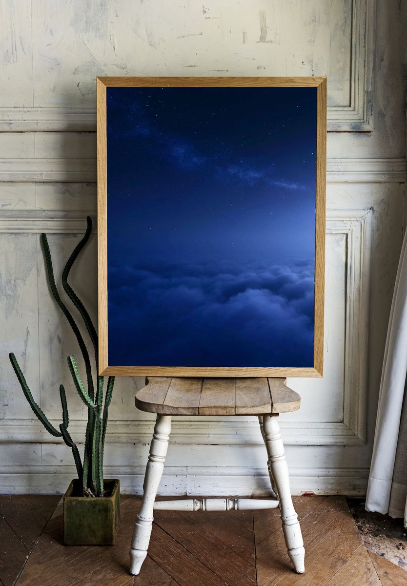 Moonlit Cloudscape Night Sky Poster. room preview