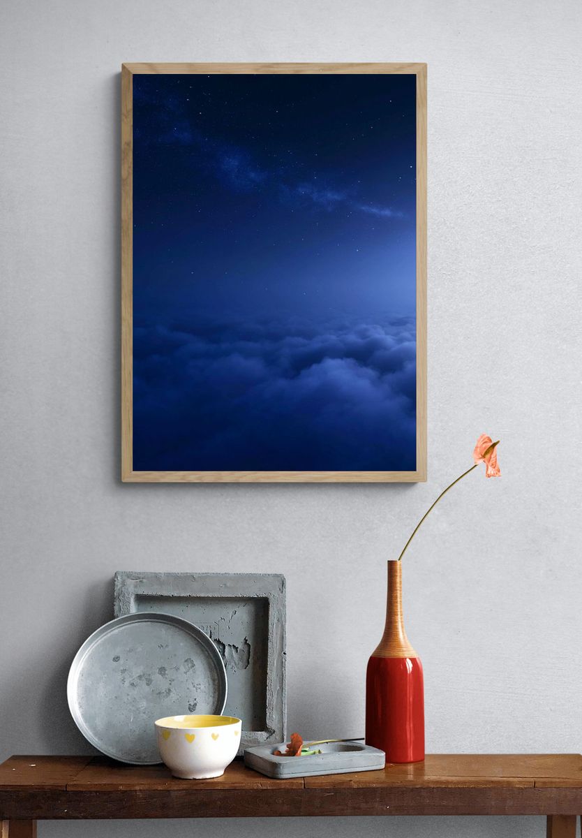 Moonlit Cloudscape Night Sky Poster. — room view 3