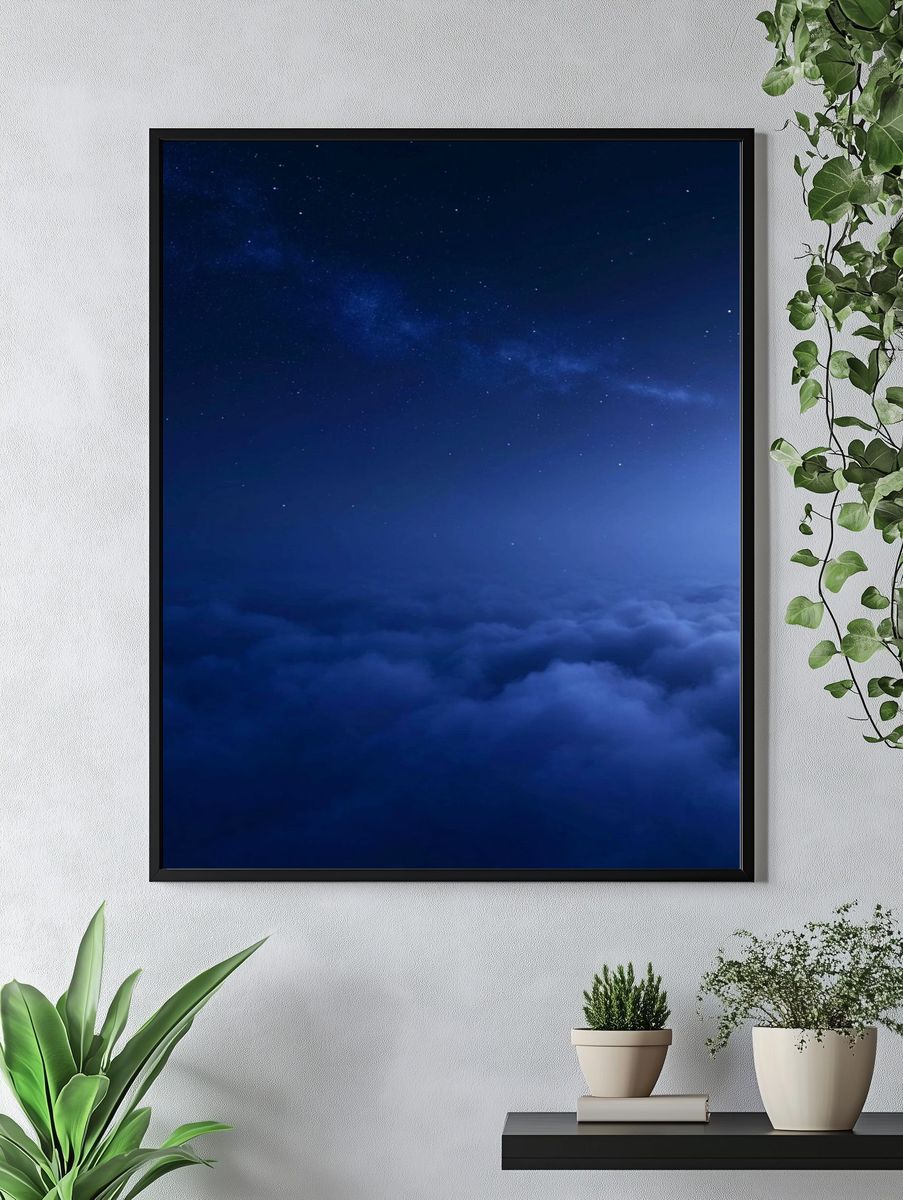 Moonlit Cloudscape Night Sky Poster. — room view 4