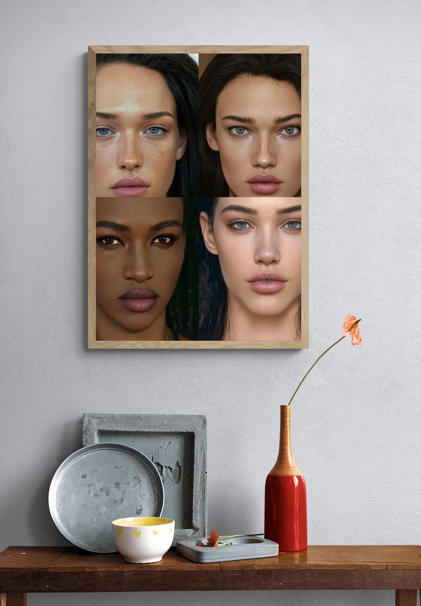 Editorial Beauty Portrait Collage Poster. — room view 3