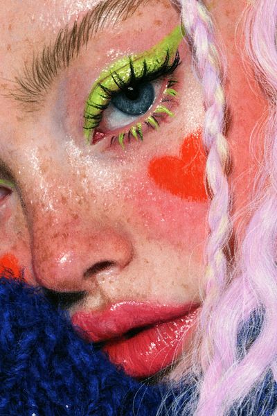 Neon Portrait Close-Up Print.