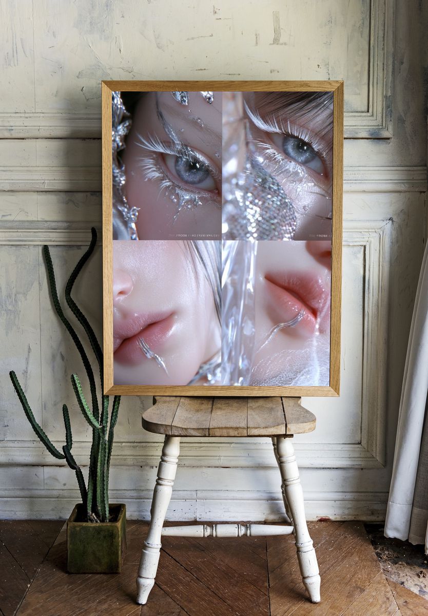 Dreamlike Silver Portrait Print. room preview